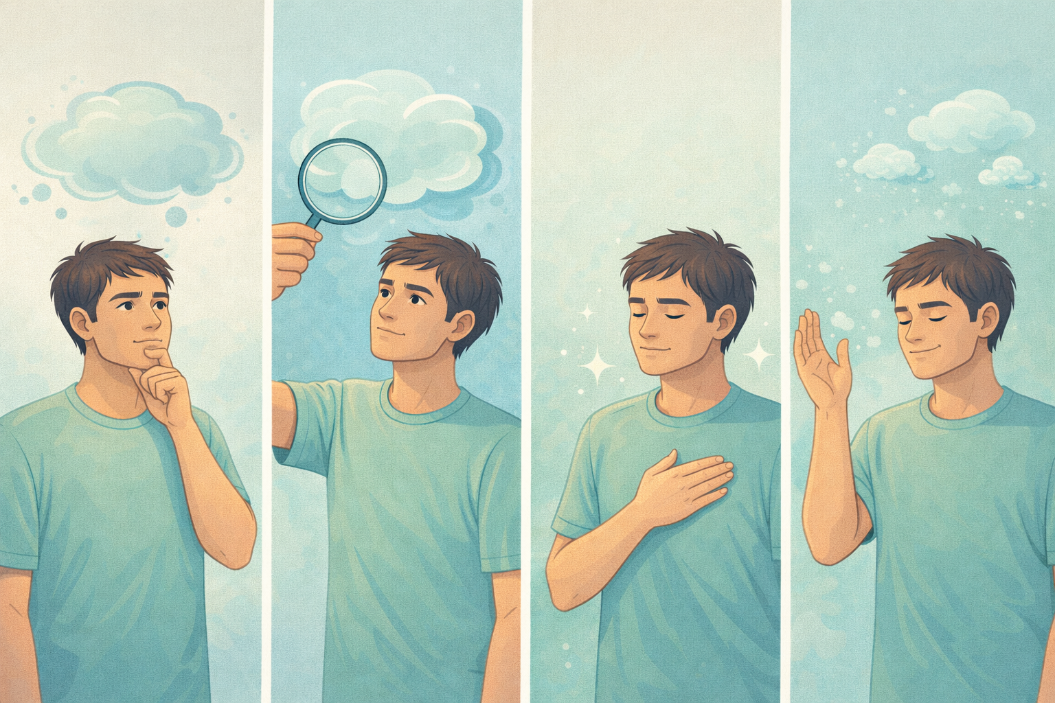 Illustration of a four-step method for mental clarity